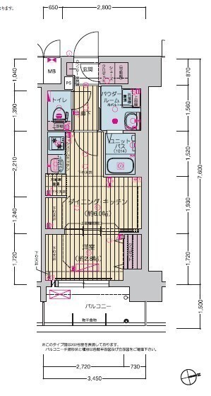 プレリス福島海老江　ＣＯＲＥ　ＦＲＯＮＴ-1DK(112729386)の間取り図
