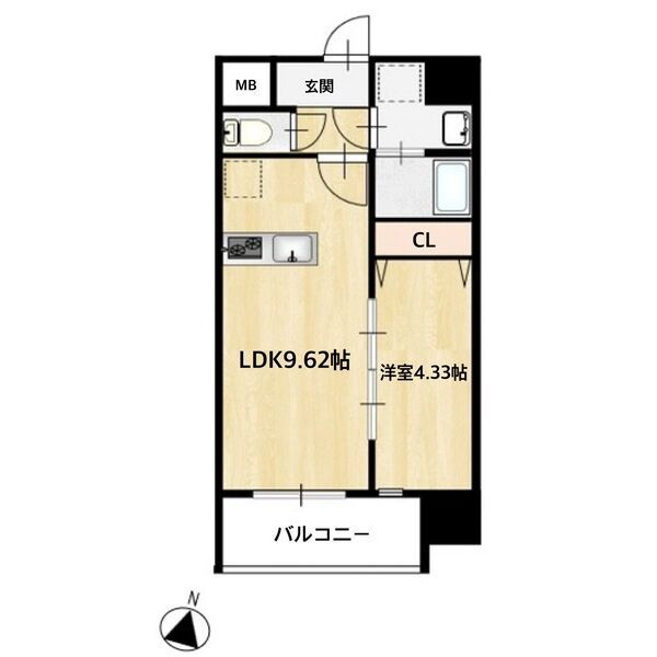 ＭＡＩＳＯＮ　ＰＲＥＭＩＥＲ　ＵＭＥＤＡ　ＮＯＲＴＨ-1LDK(112747526)の間取り図