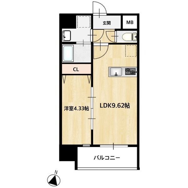 ＭＡＩＳＯＮ　ＰＲＥＭＩＥＲ　ＵＭＥＤＡ　ＮＯＲＴＨ-1LDK(112747528)の間取り図