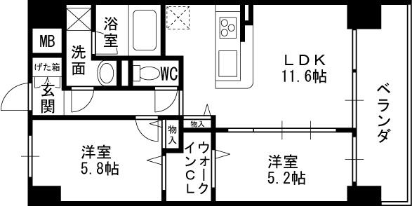 ルミエール北梅田-2LDK(81698390)の間取り図