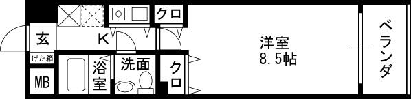 レジディア天神橋-1K(100796685)の間取り図