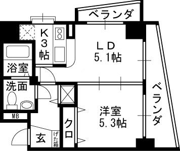 レジディア天神橋-1LDK(100796675)の間取り図