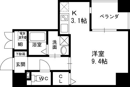 エスタブレ南森町-1K(112288091)の間取り図