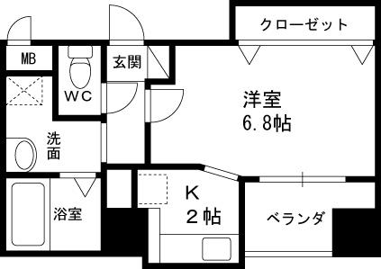 サンフレスカ福島-1K(102029291)の間取り図
