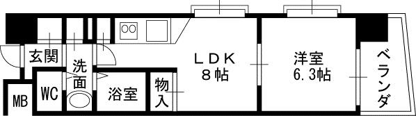 コンソラーレ同心-1LDK(87704166)の間取り図