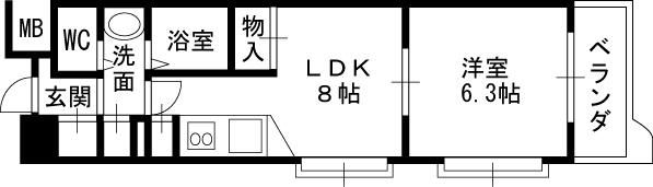 コンソラーレ同心-1LDK(87704149)の間取り図