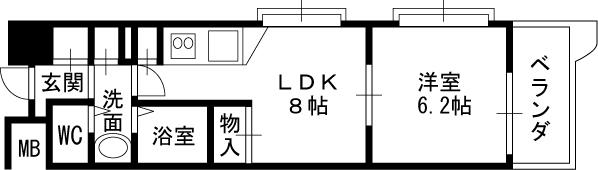 コンソラーレ同心-1LDK(87704138)の間取り図