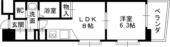 コンソラーレ同心-1LDK(87704122)の間取り図