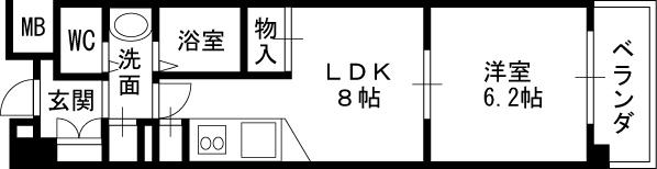 コンソラーレ同心-1LDK(87704147)の間取り図