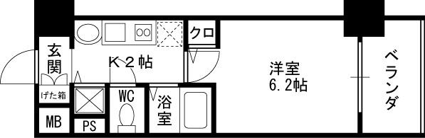 スワンズシティ南森町-1K(87654354)の間取り図
