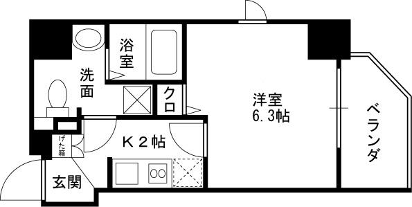 スワンズシティ南森町-1K(87654383)の間取り図