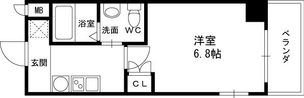 サザン長柄-1K(98303054)の間取り図