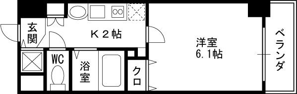 プレサンス梅田北パワーゲート-1K(91698997)の間取り図