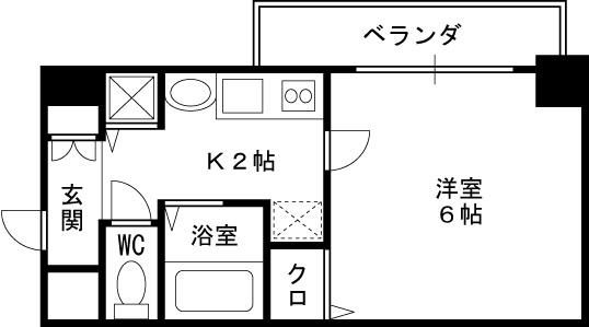 プレサンス梅田北パワーゲート-1K(74841172)の間取り図