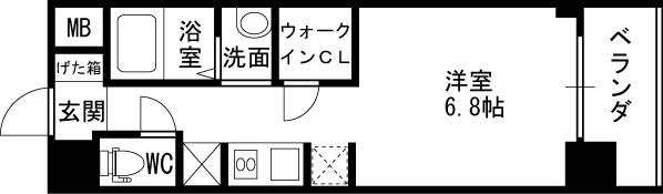 アークアベニュー梅田北-1K(83329877)の間取り図