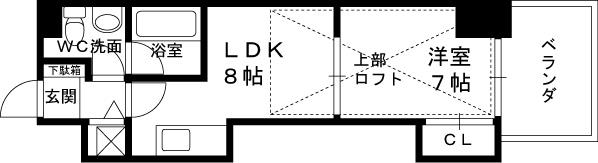 Ｔ’ｓ　ＳＱＵＡＲＥ天神橋-1DK(102969576)の間取り図