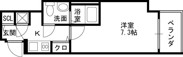 ロイヤルレジデンス北梅田-1K(91994167)の間取り図
