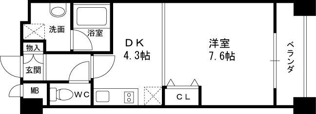 堂島プライマリーワン-1K(112722905)の間取り図