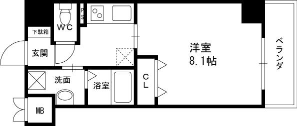 インベスト北梅田-1K(112558724)の間取り図