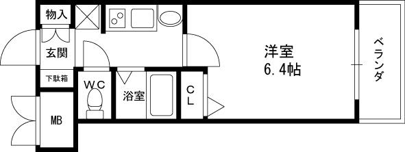 エステムコート梅田・天神橋リバーフロント-1K(83338890)の間取り図