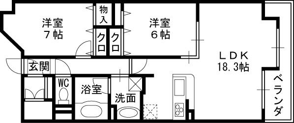 グレンパーク梅田北-2LDK(83325629)の間取り図
