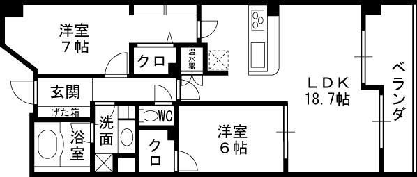 グレンパーク梅田北-2LDK(83325460)の間取り図