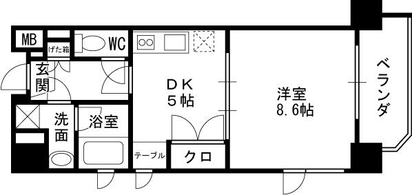 天満泉マンション-1DK(75605325)の間取り図