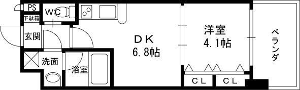 Ｃｈｏｅｉ６５　プレジオ中津-1DK(98210303)の間取り図