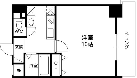 ラ・フォーレ東天満-1K(112094849)の間取り図