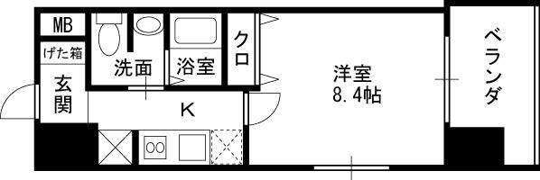 グランカーサ梅田北-1K(93815039)の間取り図