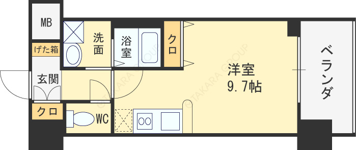 グランカーサ梅田北-1R(93815117)の間取り図
