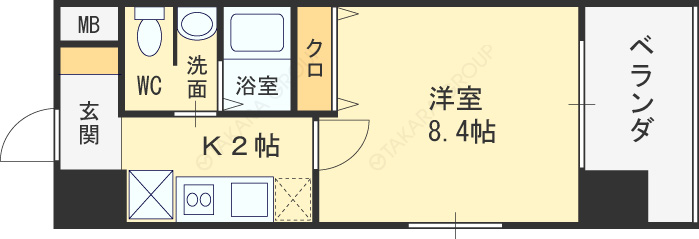グランカーサ梅田北-1K(97350336)の間取り図
