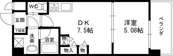 ラルテ中津-1DK(112265850)の間取り図