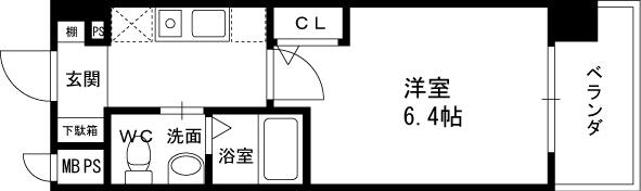 エスリード野田阪神駅前-1K(111137267)の間取り図