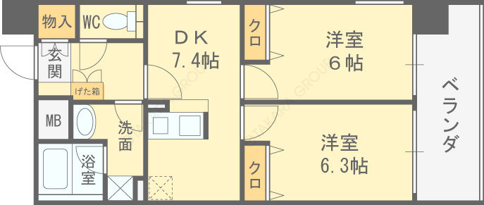 アルグラッド野田駅前-2DK(83317682)の間取り図