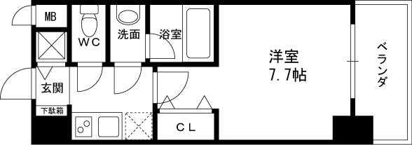 Ｓ－ＲＥＳＩＤＥＮＣＥ福島Ｌｕｘｅ-1K(86115130)の間取り図