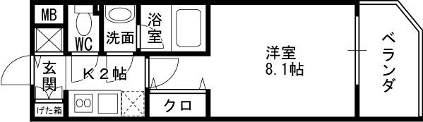 Ｓ－ＲＥＳＩＤＥＮＣＥ福島Ｌｕｘｅ-1K(101976760)の間取り図