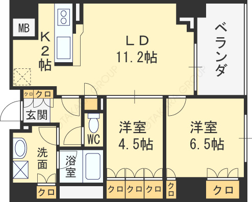アーデンタワー福島ウエスト-2LDK(104960465)の間取り図