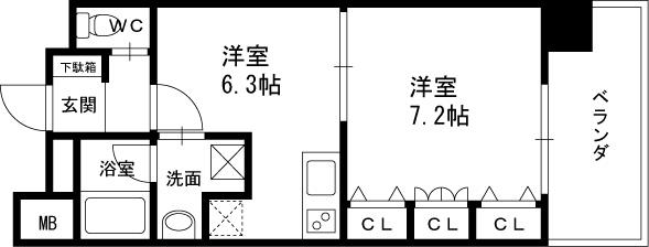 レジュールアッシュ福島-1DK(90712780)の間取り図