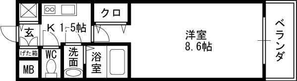 スワンズシティ堂島川-1K(91100573)の間取り図