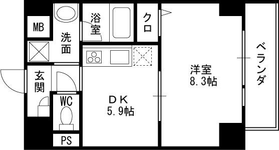 カルムクレール２．５．８-1DK(91666772)の間取り図