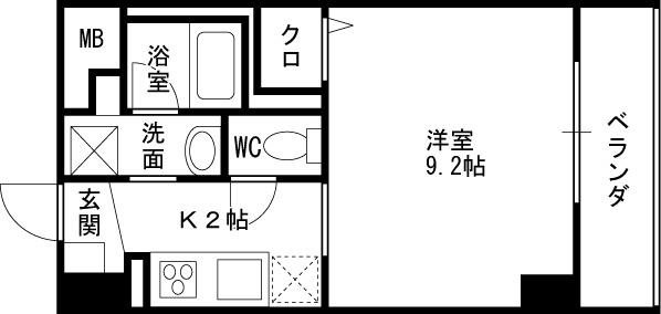 カルムクレール２．５．８-1K(94860025)の間取り図