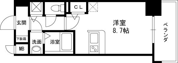 アドバンス西梅田Ⅱ-1R(112260194)の間取り図