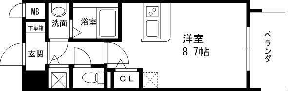 アドバンス西梅田Ⅱ-1R(112277955)の間取り図