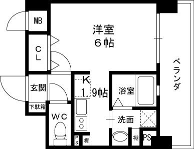 ジュネーゼ野田エコール-1K(103068179)の間取り図