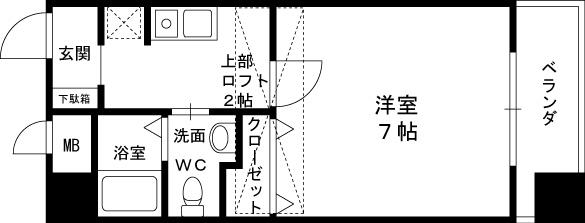 Ｗ．Ｏ．Ｂ．ＦＵＫＵＳＨＩＭＡ-1K(83329210)の間取り図