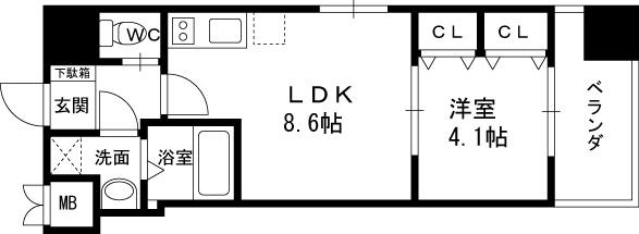福島プライマリーワン-1LDK(88138112)の間取り図