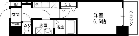 アーバンフラッツ鷺洲-1K(111117443)の間取り図