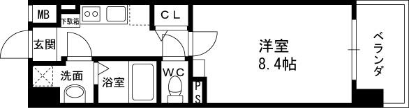 ビバーチェ鷺洲-1K(87441262)の間取り図