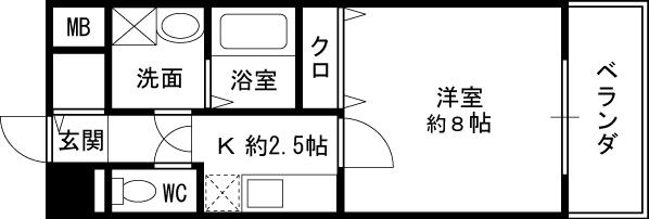 サニーレジデンス吉野-1K(78628639)の間取り図